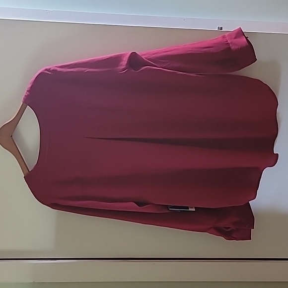 3/4 Sleeve Deep Red Blouse - Simply by Vera Wang - Picture 3 of 6